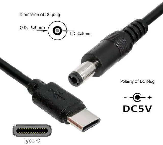 Alt view image 5 of 7 - AJMRTC USBC 5.1K Resistor Power Cable, TypeC Input to 5V DC 5.5 * 2.5mm Output 100CM Charging Cord for DC5V Desk Lamp, Mini Fan, Surveillance Camera and 5V DC Powered Devices