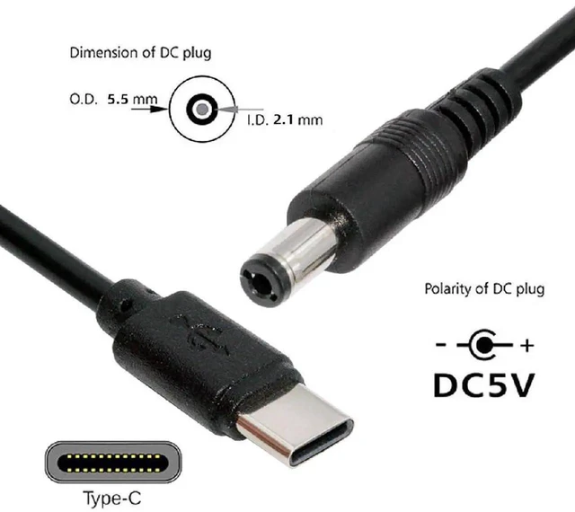 Alt view image 7 of 7 - AJMRTC USBC 5.1K Resistor Power Cable, TypeC Input to 5V DC 5.5 * 2.1mm Output 100CM Charging Cord for DC5V Desk Lamp, Mini Fan, Surveillance Camera and 5V DC Powered Devices