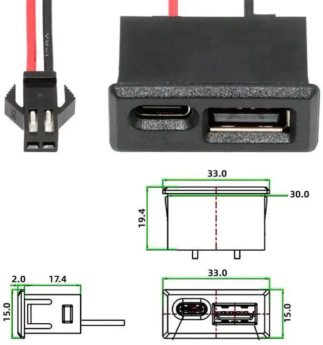 Alt view image 4 of 7 - AJMRTC DC 5V Power DIY OEM Cable, Horizontal TypeC & TypeA Female Socket Latch Mount to 2Pin 2.54mm Pitch Header Cable for DIY Electronic Projects, Embedded Circuit Board Power Supply