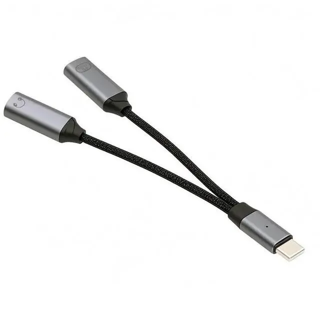 Main image of AJMRTC USBC Male to Dual USBC Female Splitter Cable, Builtin DAC AUX Audio 16bit 48kHz & 100W PD PassThrough Charging Cord for USBC Laptops, Tablets, Smart Phones and Digital Audio Devices