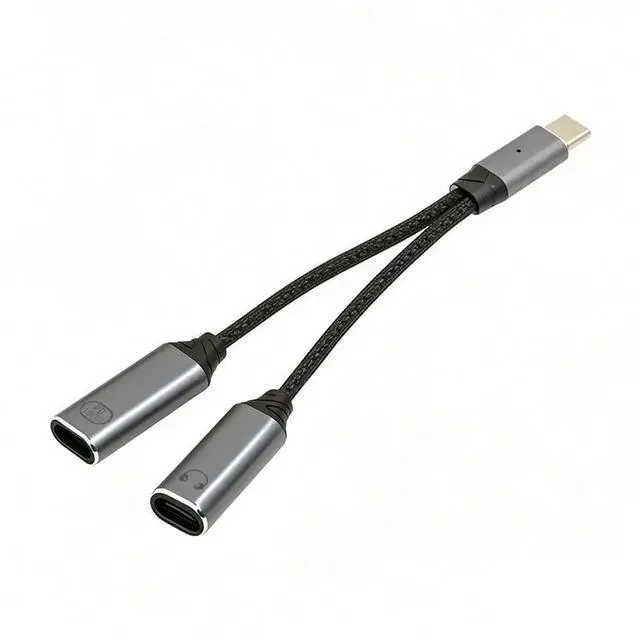 Main image of AJMRTC USBC Male to Dual USBC Female Splitter Cable, Builtin DAC AUX Audio 16bit 48kHz & 100W PD PassThrough Charging Cord for USBC Laptops, Tablets, Smart Phones and Digital AudioEnabled Periph