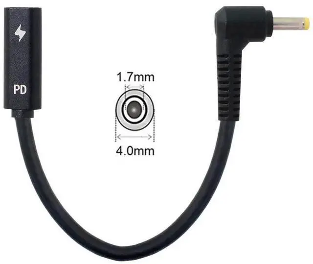 Alt view image 2 of 7 - AJMRTC USBC Female to DC 4.0x1.7mm PD Trigger Power Cable, 1820V Output, Compatible with IdeaPad Laptops, Use USBC PD Charger to Power DCPort Notebook, PD Emulator Charging Converter Cord