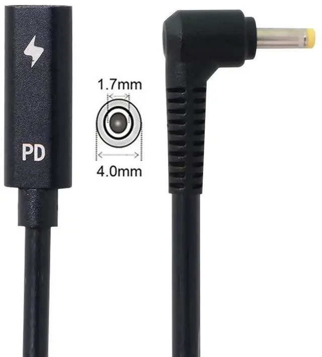 Alt view image 4 of 7 - AJMRTC USBC Female to DC 4.0x1.7mm PD Trigger Power Cable, 1820V Output, Compatible with IdeaPad Laptops, Use USBC PD Charger to Power DCPort Notebook, PD Emulator Charging Converter Cord