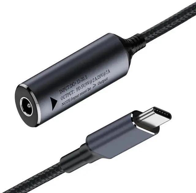 Main image of AJMRTC DC Jack 5.5x2.5mm to USBC TypeC Power Cable, PD 5V 9V 20V 7A 140W Max Output, DC Input to USBC PD Charging Converter Cord for Laptops, Smart Phones, 18cm Short Length