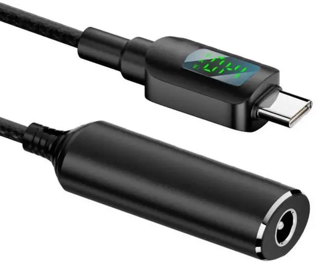 Main image of AJMRTC DC Jack 5.5x2.5mm to USBC TypeC Power Cable, 140W 7A PD Charging Cord with Smart LED Voltage Display, Support 5V 9V 20V, DC Input to USBC PD Converter for Laptops and Smart Phones