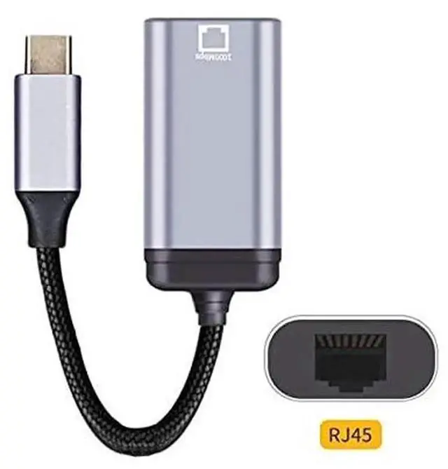 Alt view image 4 of 5 - AJMRTC USBC USB3.1 to Gigabit Ethernet Adapter Cable, 1000Mbps RJ45 LAN Network Converter Cord, USBC TypeC to Gigabit Ethernet Dongle for Laptops Stable Wired Network Connection
