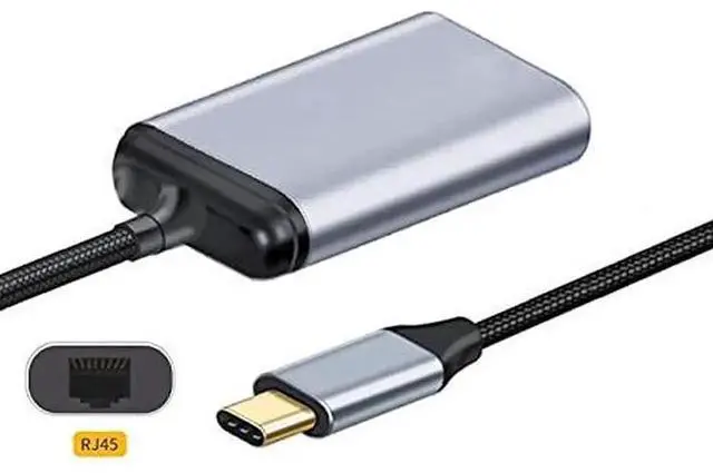 Alt view image 5 of 5 - AJMRTC USBC USB3.1 to Gigabit Ethernet Adapter Cable, 1000Mbps RJ45 LAN Network Converter Cord, USBC TypeC to Gigabit Ethernet Dongle for Laptops Stable Wired Network Connection