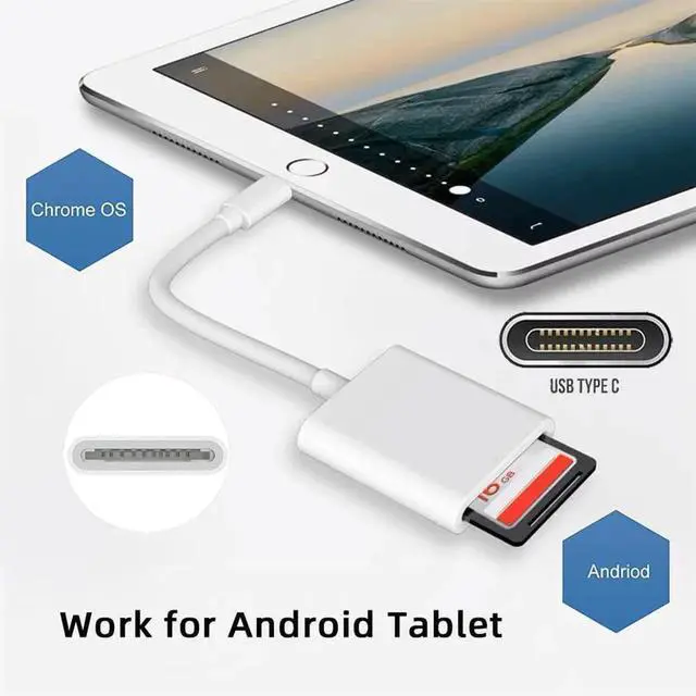 Alt view image 2 of 7 - AJMRTC USBC USB 2.0 2in1 Card Reader Adapter, TF Micro SD SDXC SDHC Memory Card Reader, Portable Memory Card Reader for MacBook, Laptops, Tablets and USBC Smart Phones