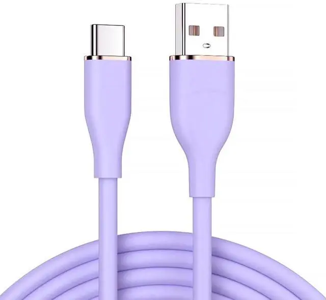 Main image of AJMRTC USBA to USBC Liquid Silicone Cable 2M Purple, Ultra Soft Flexible USB 2.0 480Mbps Fast Charging 15W Power Data Cord for Laptops, Tablets, Smartphones, USBC Enabled Devices