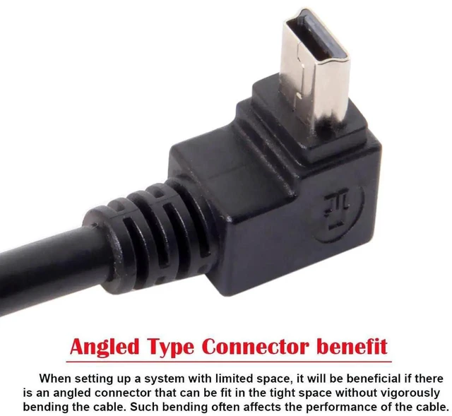 Alt view image 3 of 7 - AJMRTC 90 Degree Down Angled Mini USB B 5Pin Male to USB 2.0 Male Data Cable 50cm, MiniB Cord with EMI Ferrite Core for Digital Cameras, DVR, GPS, OldStyle Mini USB B Port Devices 50 Centimeter