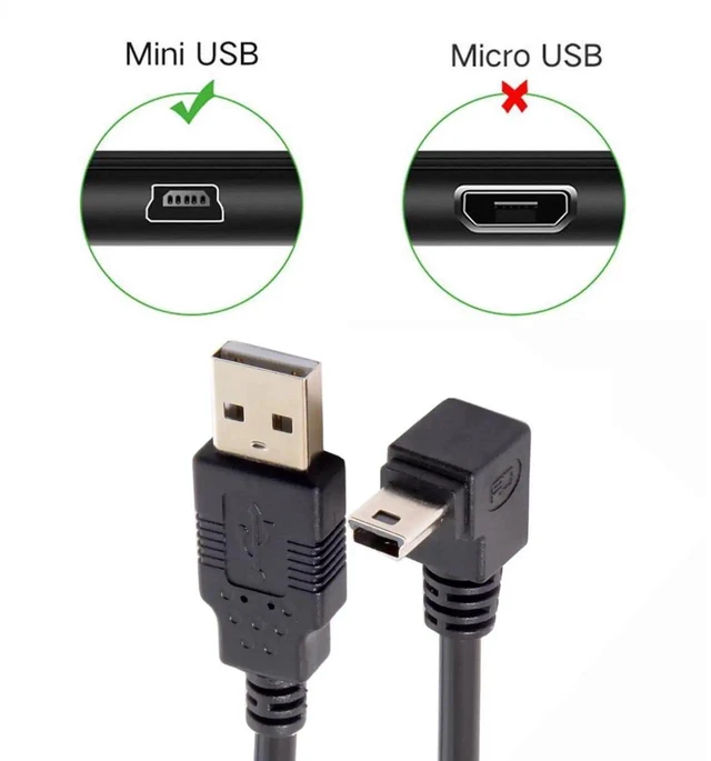 Alt view image 6 of 7 - AJMRTC 90 Degree Down Angled Mini USB B 5Pin Male to USB 2.0 Male Data Cable 50cm, MiniB Cord with EMI Ferrite Core for Digital Cameras, DVR, GPS, OldStyle Mini USB B Port Devices 50 Centimeter
