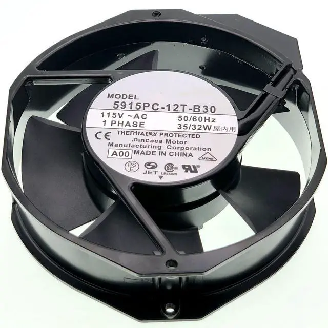 Alt view image 2 of 7 - 5915PC-12T-B30 AC Cooling Fan, 115V 35/32W 50/60Hz, 172×150×38MM Metal HighTemperature Resistant Axial Fan for Industrial Enclosure Cabinet Power Equipment