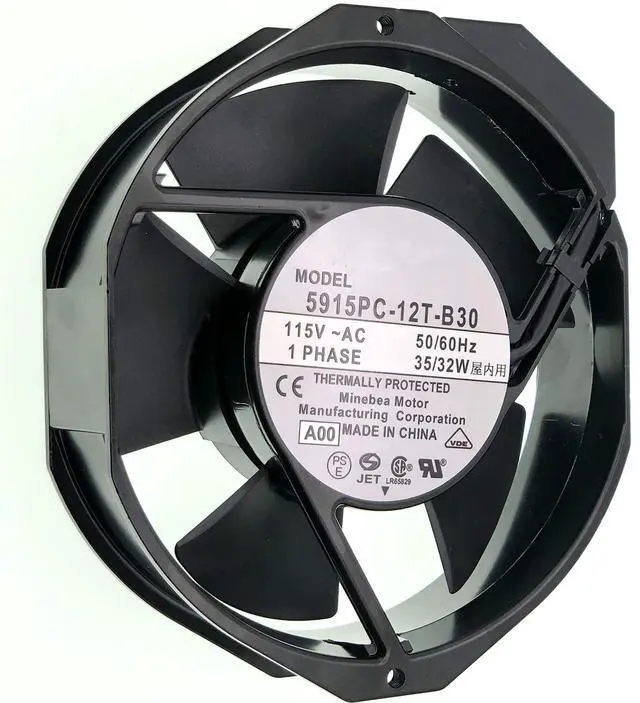 Alt view image 7 of 7 - 5915PC-12T-B30 AC Cooling Fan, 115V 35/32W 50/60Hz, 172×150×38MM Metal HighTemperature Resistant Axial Fan for Industrial Enclosure Cabinet Power Equipment