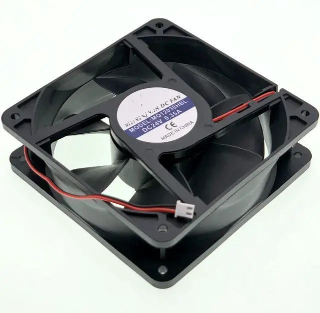 Alt view image 3 of 7 - Replacement DC Axial Cooling Fan MQ12038HBL, DC24V 0.35A 120x120x38MM 12CM Silent Cooling Fan, 2-Pin 2-Wire for Industrial Cabinet, Power Supply Equipment Heat Dissipation