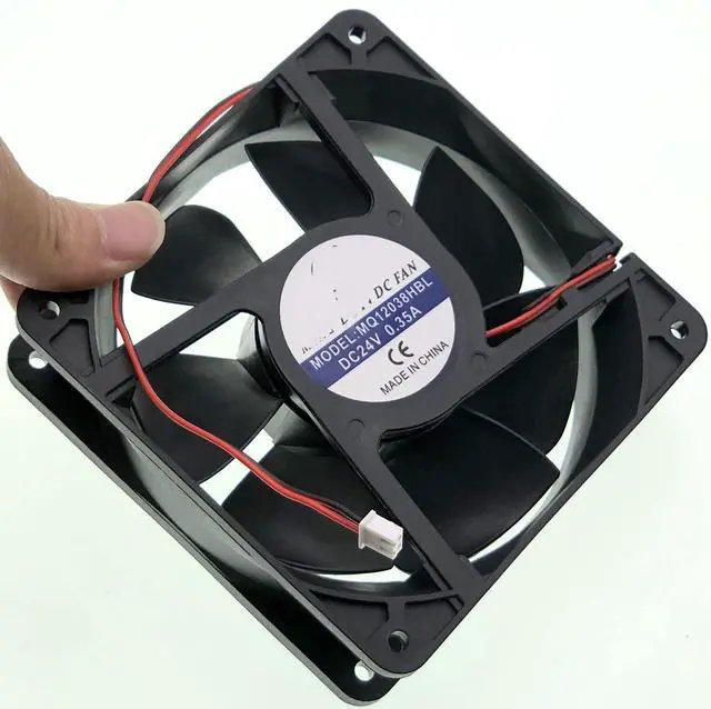 Alt view image 6 of 7 - Replacement DC Axial Cooling Fan MQ12038HBL, DC24V 0.35A 120x120x38MM 12CM Silent Cooling Fan, 2-Pin 2-Wire for Industrial Cabinet, Power Supply Equipment Heat Dissipation