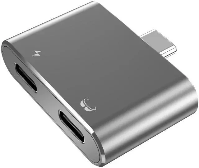 Main image of AJMRTC USB-C 2-in-1 Video Splitter Hub, Type-C Alt-Mode Adapter 4K@60Hz Video Output PD 100W Pass-Through Charging, USB-C Splitter for AR Glasses, Switch Console, Smartphone, Laptop, Tablet, Grey