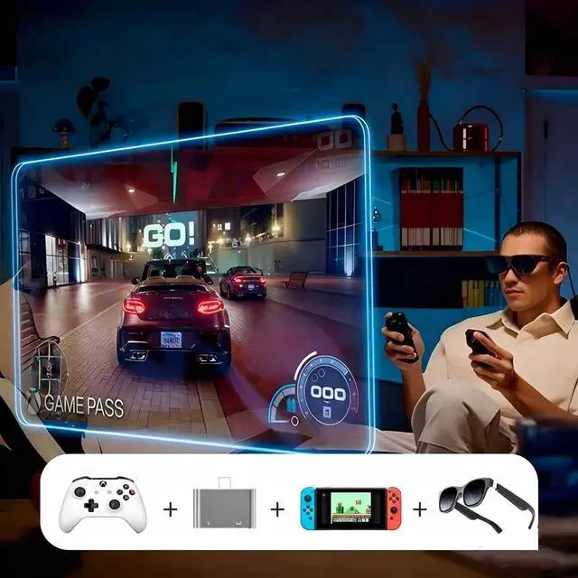 Alt view image 2 of 7 - AJMRTC USB-C 2-in-1 Video Splitter Hub, Type-C Alt-Mode Adapter 4K@60Hz Video Output PD 100W Pass-Through Charging, USB-C Splitter for AR Glasses, Switch Console, Smartphone, Laptop, Tablet, Grey