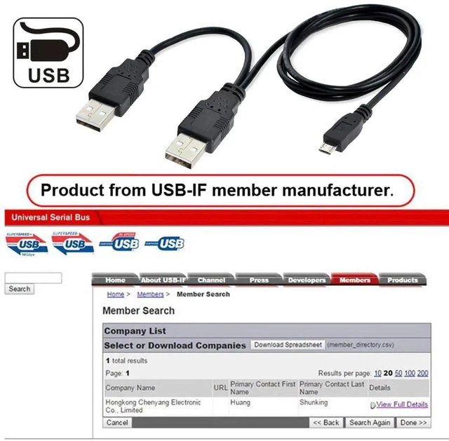 Alt view image 2 of 7 - AJMRTC Dual USB 2.0 TypeA Male to Micro USB 5Pin Male YCable, Extra Power Supplement Data Sync Cord 60cm, for 2.5" Hard Disk Drive, Portable SSD, Camera, MP4, External USB Devices