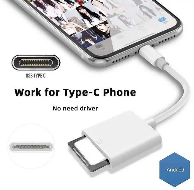 Alt view image 2 of 7 - AJMRTC USBC USB 2.0 SD Card Reader Adapter, TypeC to Standard SD SDXC SDHC Memory Card Reader, Portable Card Reader for MacBook, Laptop, Tablet, Android Phone, Camera Memory Card Data Transfer