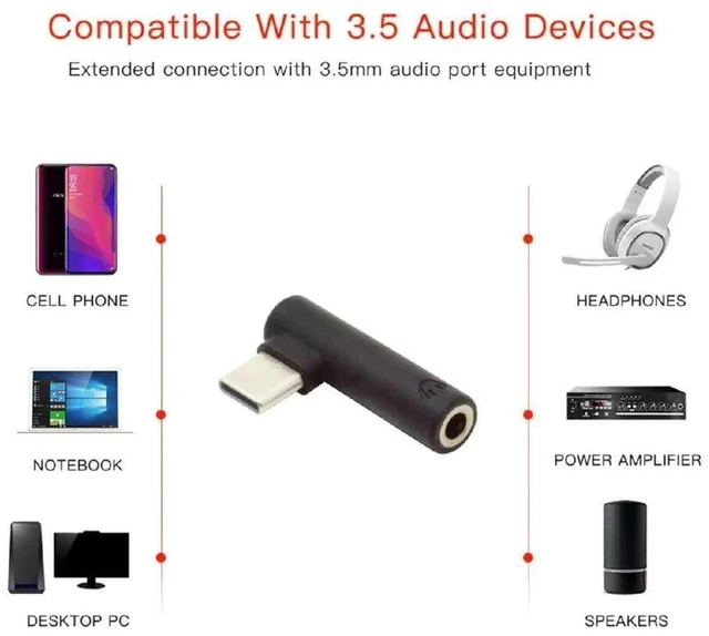 Alt view image 2 of 7 - AJMRTC 5Pcs Set USBC to 90 Degree Right Angled 3.5mm Audio Adapter,USBC 3.1 Male to AUX Female Headphone Jack Converter,Right Angle TypeC Aux Dongle for Smartphone Tablet Laptop