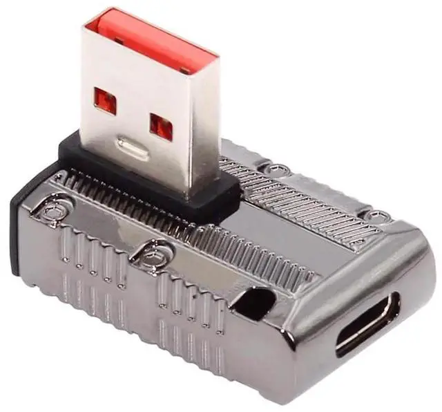 Main image of AJMRTC 90 Degree Right Angle USBC Female to USBA Male Adapter, USB 3.1 Gen2 10Gbps Data 120W Fast Charging, LowProfile Mecha Cyberpunk Style Converter for Laptop, PC, Power Bank, USBC Peripherals