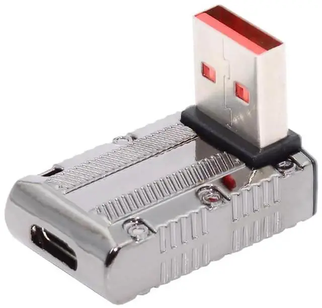 Main image of AJMRTC 90 Degree Down Angled USBC Female to USBA Male Adapter, USB 3.1 Gen2 10Gbps Data 120W Fast Charging, LowProfile Mecha Cyberpunk Style Converter for Laptop PC Power Bank USBC Devices