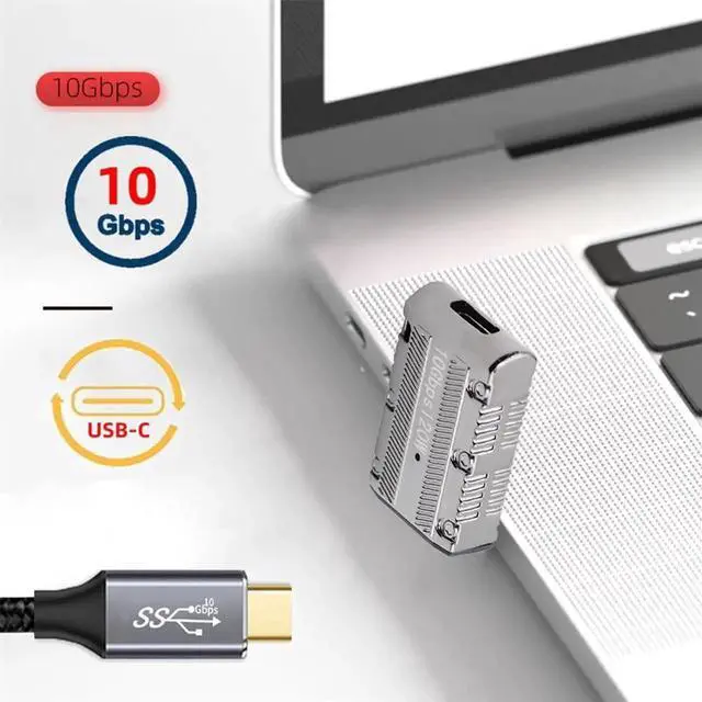 Alt view image 5 of 7 - AJMRTC 90 Degree Down Angled USBC Female to USBA Male Adapter, USB 3.1 Gen2 10Gbps Data 120W Fast Charging, LowProfile Mecha Cyberpunk Style Converter for Laptop PC Power Bank USBC Devices