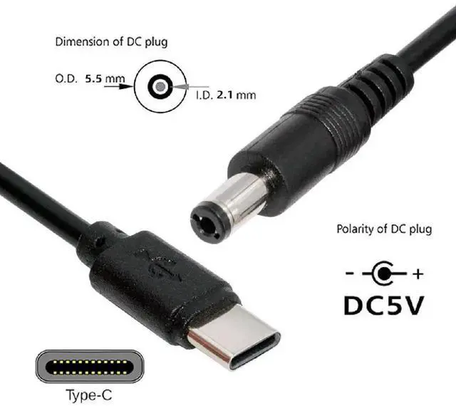 Alt view image 7 of 7 - AJMRTC USBC to DC 5.5x2.1mm Power Cable 100cm, Builtin 5.1K Resistor TypeC Input Fixed 5V DC Output Charging Cord for 5V Desk Lamp, Mini Fan, Surveillance Camera, Small DCPowered Gadgets