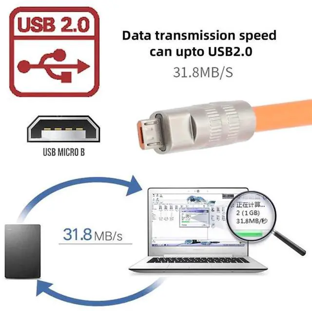 Alt view image 5 of 7 - AJMRTC USBA to Micro USB 5Pin Cable 100CM, Liquid Silicone UltraSoft USB 2.0 Fast Charging & Data Sync Cord for Android Phones, Tablets, Laptops and MicroUSB Powered Electronic Devices