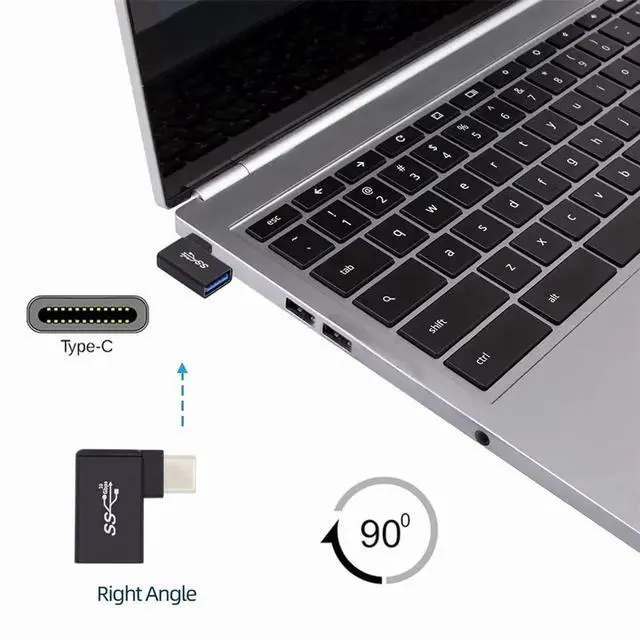 Alt view image 2 of 7 - AJMRTC 90 Degree RightAngled USBC to USB 3.0 TypeA Female OTG Adapter, Right Angle TypeC Male to USBA Female OTG Converter for Laptops, Smartphones, Tablets and USBC Enabled Devices