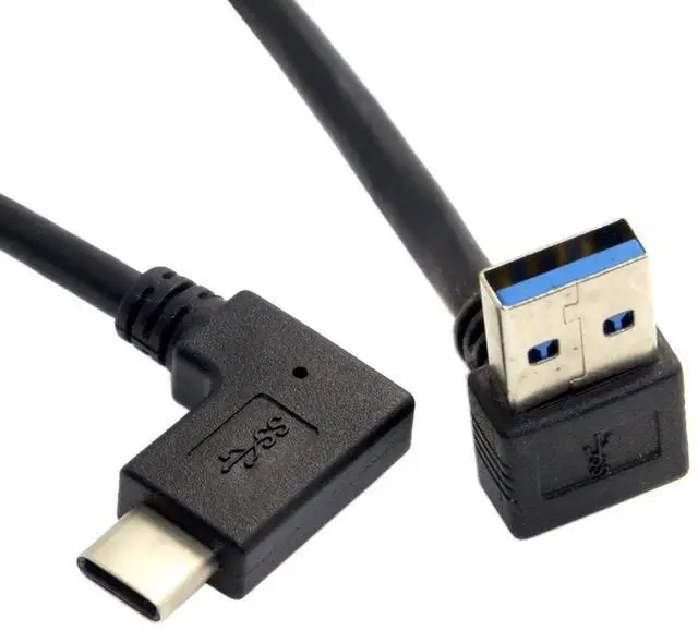 Main image of AJMRTC 30cm 90Degree UpAngled USBA Male to Reversible USBC Cable, USB 3.1 Gen1 HighSpeed Data Sync & Charging Cord for Android Smartphones, Tablets and USBC Portable Devices