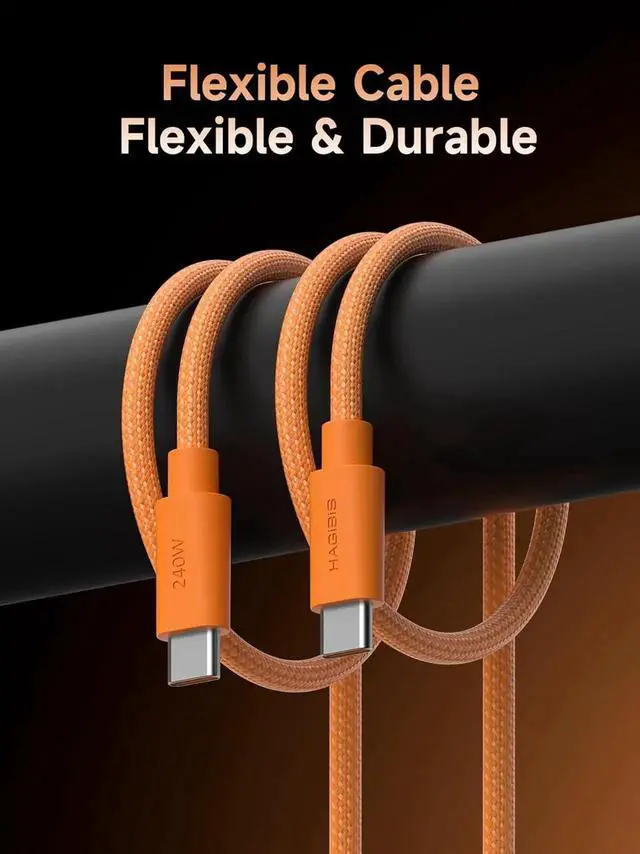 Alt view image 5 of 7 - AJMRTC Wedge Joint USBC to USBC Cable 0.5FT Orange, 240W PD Fast Charging Flexible USBC Cord, 480Mbps Data Transfer Short Cable for iPhone 17 16 15 Pro Max, MacBook Pro Air, USBC Enabled Devices
