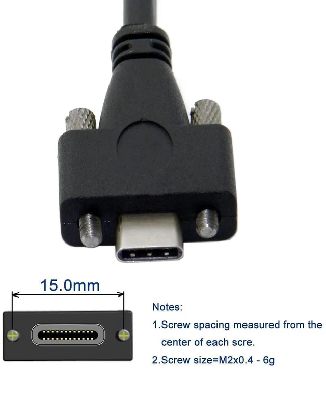 Alt view image 2 of 6 - AJMRTC 1.2m Panel Mount USB 3.1 TypeC Dual Screw Locking to Standard USB3.0 Data Cable, ScrewLocked Industrial Cord for Secure Connection Data Transfer