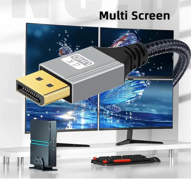 Alt view image 6 of 7 - AJMRTC 90 Degree Left Angled DisplayPort DP to DP Cable 1M, Silver Sleeve UltraHD UHD 4K@60Hz DP Video Cord for Desktop, Laptop, Monitor, Graphics Card, SpaceSaving Display Connection Wire