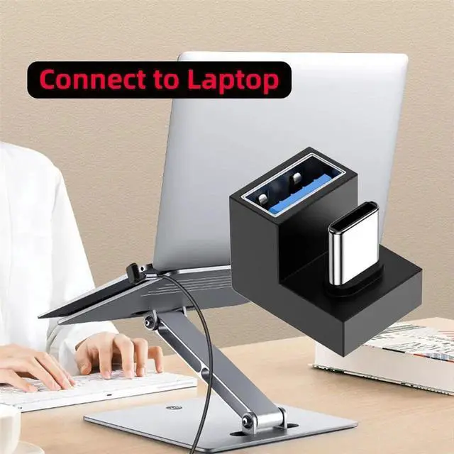 Alt view image 5 of 7 - AJMRTC 360 Degree UpDown Angled USBC OTG Adapter, TypeC Male to USB 3.0 Female Extension Connector, Rotatable OTG Converter for Cell Phone, Tablet, TypeC Enabled Mobile Devices Data Sync