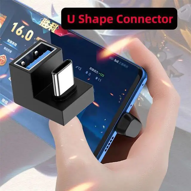 Alt view image 2 of 7 - AJMRTC 360 Degree UpDown Angled USBC OTG Adapter, TypeC Male to USB 3.0 Female Extension Connector, Rotatable OTG Converter for Cell Phone, Tablet, TypeC Enabled Mobile Devices Data Sync