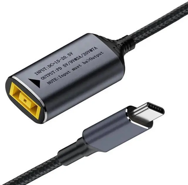 Main image of AJMRTC 140W DC Rectangle Jack to USBC TypeC Charging Cable 18cm, PD 5V 9V 20V 7A Power Converter Cord for Lenovo ThinkPad X1 Series Laptops, Phones & USBC Powered Devices