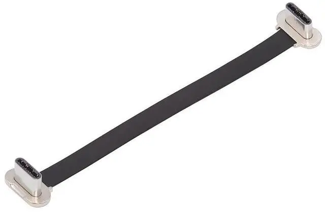 Main image of AJMRTC UltraSlim Flat USBC Male to Male 65W Fast Charging Cable, Dual SameDirection Angled Silver Plugs USB2.0 480Mbps Short 70mm Ribbon Cord for Laptops, Tablets and USBC Smartphones