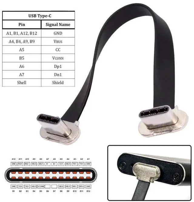 Alt view image 2 of 7 - AJMRTC UltraSlim Flat USBC Male to Male 65W Fast Charging Cable, Dual SameDirection Angled Silver Plugs USB2.0 480Mbps Short 70mm Ribbon Cord for Laptops, Tablets and USBC Smartphones