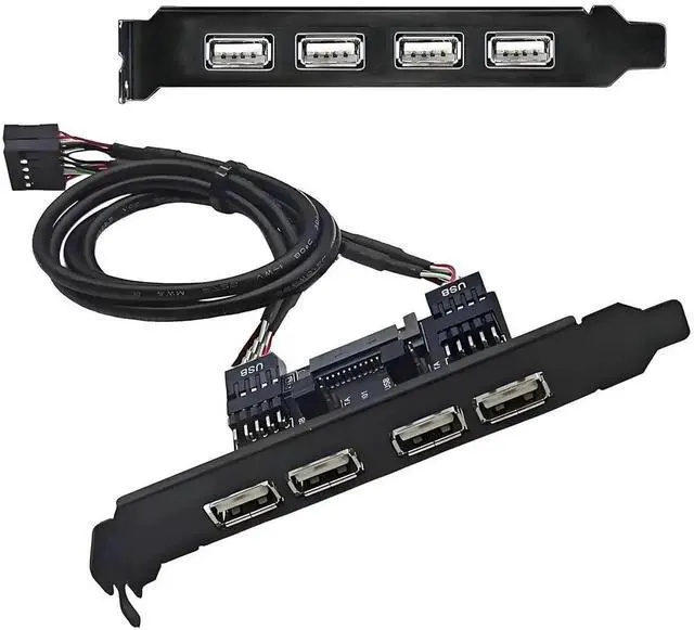 Main image of AJMRTC 4Port USB2.0 Female Panel Mount Baffle Cable,Internal Motherboard 9Pin Header to USB 2.0 Female Connector with Extra SATA Power,12cm Bracket Extension Cable for PC Desktop Chassis