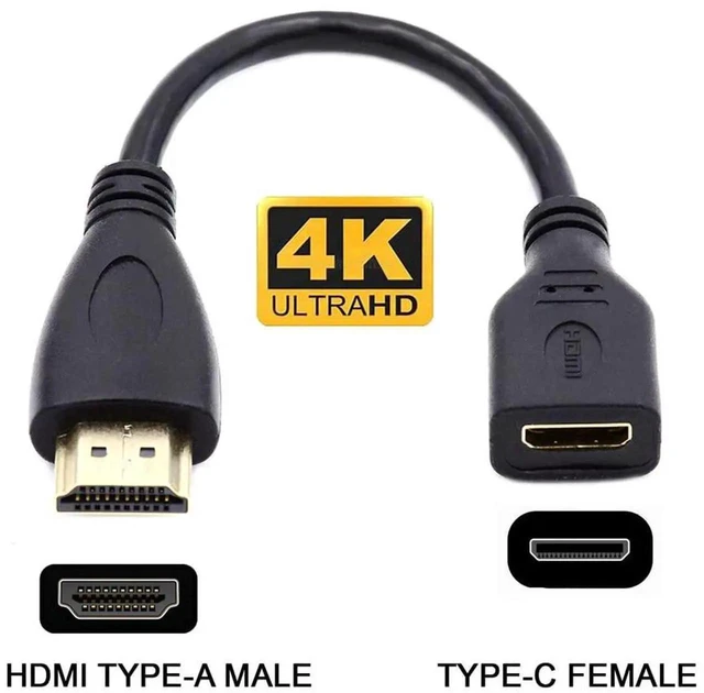 Alt view image 6 of 7 - AJMRTC 15cm Mini HDMI TypeC Socket Female to HDMI TypeA Male Adapter Extension Cable, 4K 1080P HighSpeed Video Converter Cord for Camera, HDTV, Monitor, Projector Video Connection