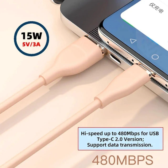 Alt view image 5 of 7 - AJMRTC 2M Liquid Silicone USBA to USBC Cable, UltraSoft Flexible USB 2.0 Fast Charging & Data Sync Cord, Colorful Green Silicone Charger Cable for Phone, Tablet, Laptop Android Devices