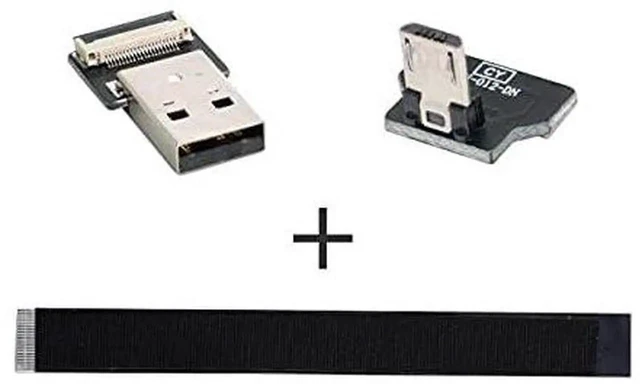 Alt view image 6 of 7 - AJMRTC 20cm Down Angled USB 2.0 TypeA Male to Micro USB 5Pin Male Flat Slim FPC Cable, LowProfile Flexible Ribbon Cord for FPV Drone, Hard Disk, Phone and Micro USB Device Connection