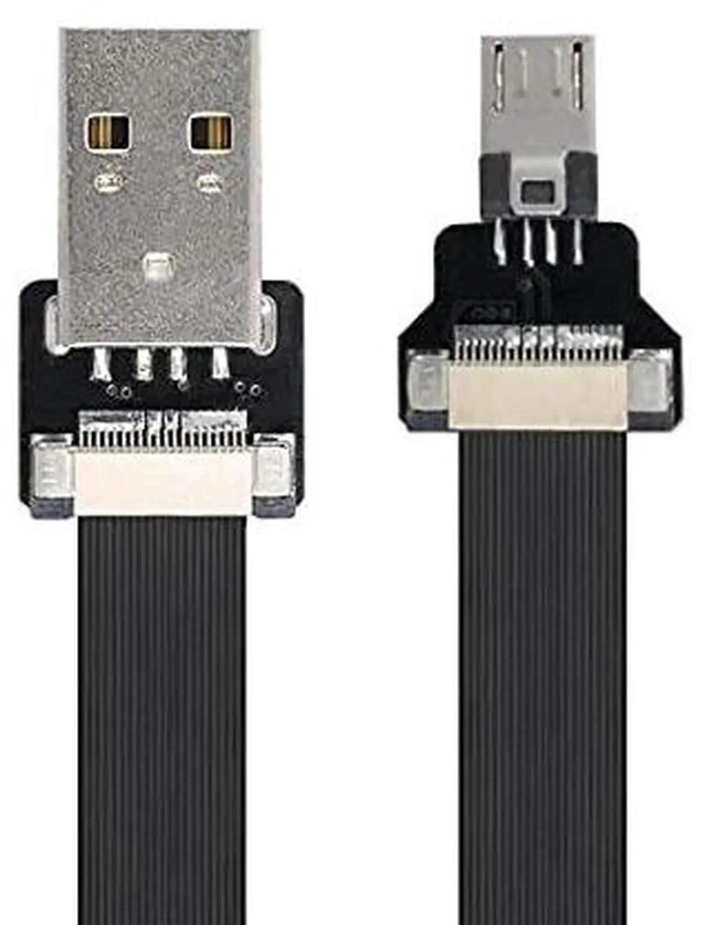 Alt view image 3 of 6 - AJMRTC 20CM Flat Slim FPC USB 2.0 TypeA Male to Micro USB 5Pin Male Cable, Flexible LowProfile Ribbon Cord for FPV Drone, Portable Disk, Micro USB Phone and NarrowSpace Internal Wiring Projects