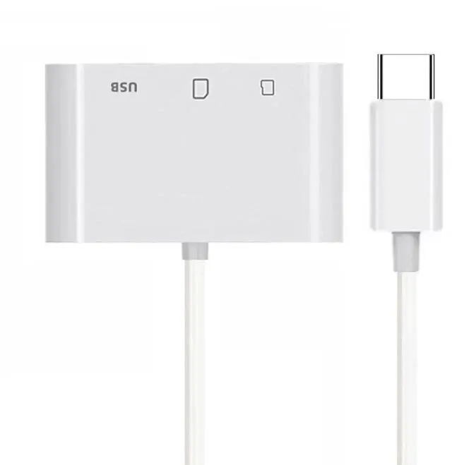 Main image of AJMRTC 3in1 USBC Card Reader Adapter, USB 2.0 TypeC to TF Micro SD SDXC Memory Card Reader with USB Female Port, MultiFunction Converter for MacBook, Laptop, Tablet, OTGEnabled Smartphones
