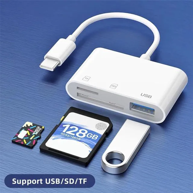 Alt view image 2 of 7 - AJMRTC 3in1 USBC Card Reader Adapter, USB 2.0 TypeC to TF Micro SD SDXC Memory Card Reader with USB Female Port, MultiFunction Converter for MacBook, Laptop, Tablet, OTGEnabled Smartphones