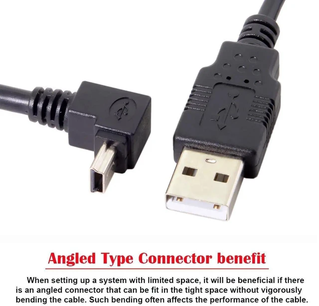 Alt view image 2 of 7 - AJMRTC 50cm UpAngled 90 Degree Mini USB B 5Pin Male to USB 2.0 Male Data Cable, Builtin EMI Ferrite Core AntiInterference Cord for Stable Data Sync and Device Power Supply