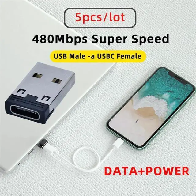 Alt view image 3 of 7 - AJMRTC 5Pack Reversible USBC Female to USB 2.0 TypeA Male Adapter, 480Mbps Data Sync 5V/3A Power Charging Converter for Laptop, Tablet, Smartphone and USBC Enabled Devices