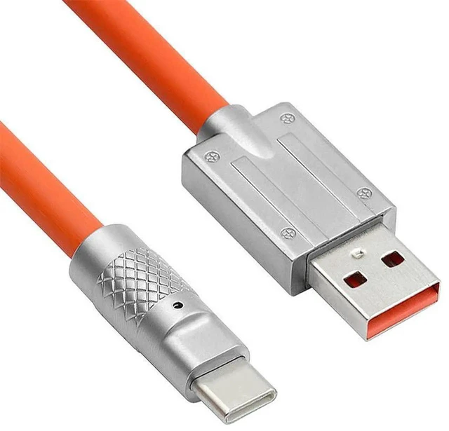 Alt view image 7 of 7 - AJMRTC 100CM Orange Liquid Silicone USBA to USBC Cable, UltraSoft 120W Super Fast Charging USB 2.0 Data Sync Cord for Laptop, Tablet, USBC Smartphones and Android Devices