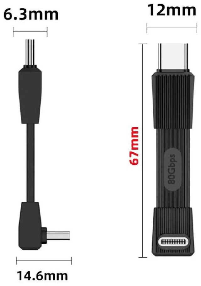 Alt view image 3 of 7 - AJMRTC 67MM UpAngled 90 Degree Ultra Flat Slim FPC USB5.0 TypeC Male to Male Extension Cable, 80Gbps 240W PD 3.1, Supports 16K,8K@60Hz,5K Video for Laptop, SSD, Docking Station and USBC Monitors